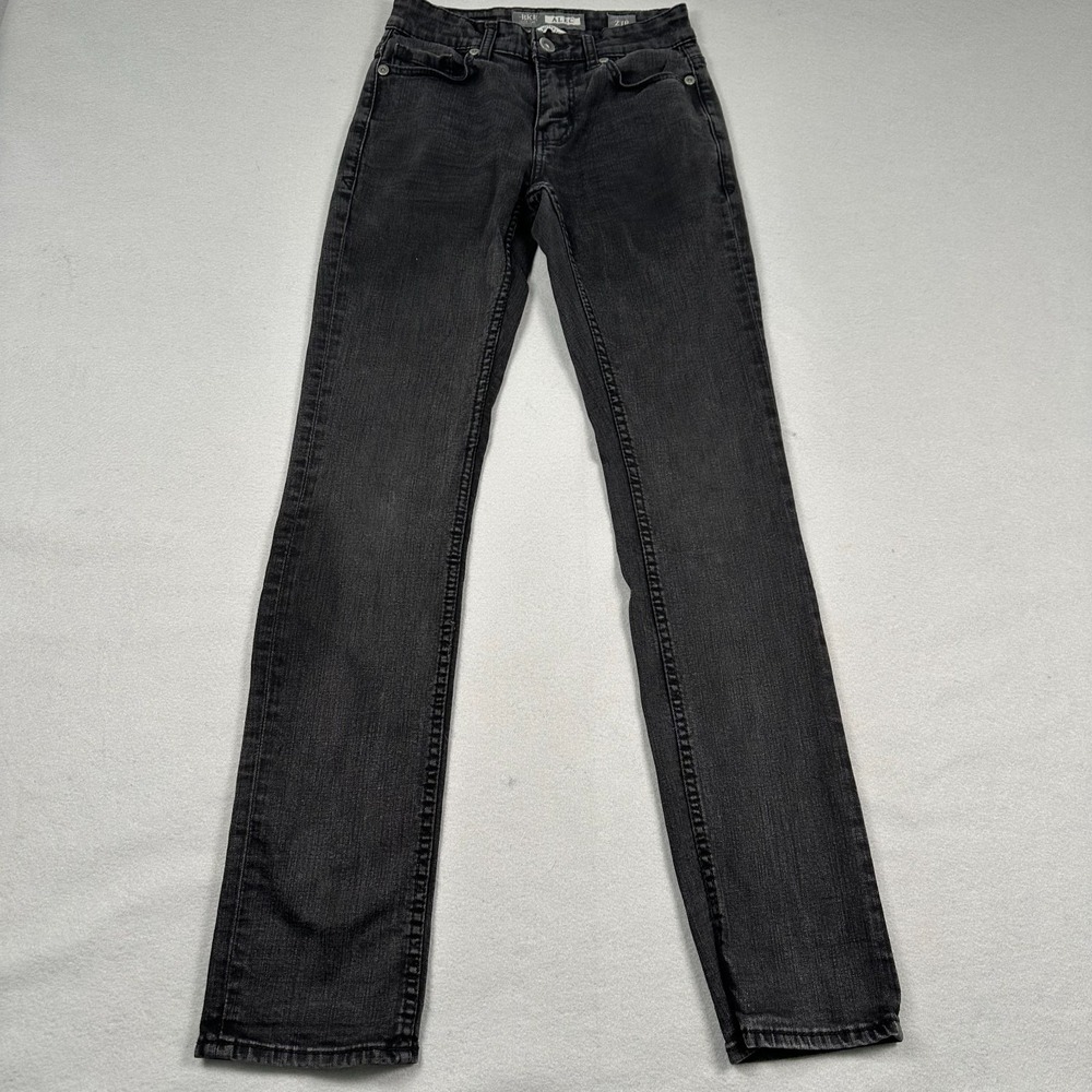 BKE Alec Jeans Men's 27 *26x31.5 Straight Leg Low Rise Med Wash Black Denim